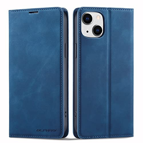 QLTYPRI Hülle für iPhone 14 6,1 Zoll, Premium Lederhülle, Blau