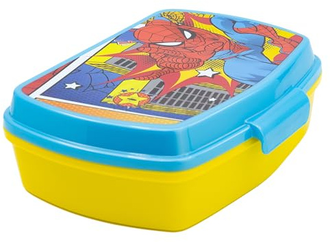 Stor 74774 Rectangular SANDWICHERA Spiderman Midnight Flyer Lunch Box, Plastic