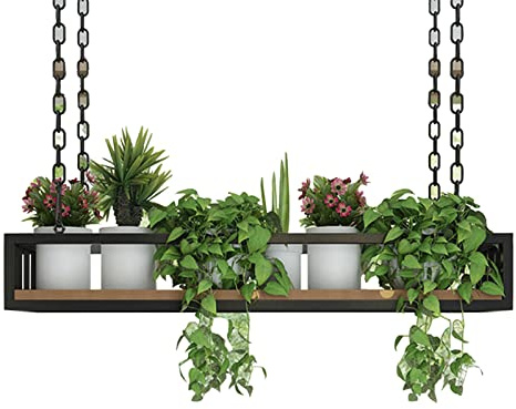 Deckenregal Hängend Küche Decken-Hängeregal, schwimmendes Lagerregal für Pflanzen, Blumen, Eisendekoration, Regale für Küchenbar, Innenbalkon, Wand-Präsentationsregal, mit Leitplanke ( Size : 100x25x1