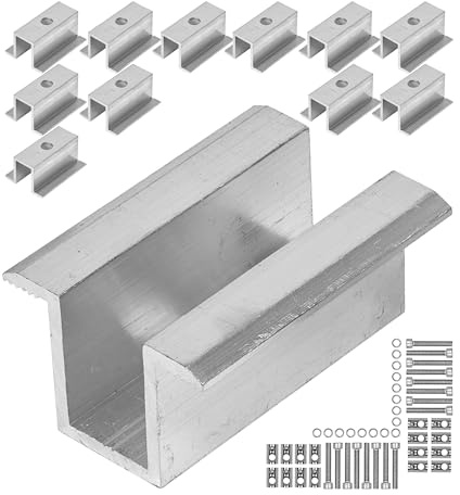 Mittelklemme für Solarmodul, 12 Pack, für 25-40 mm Modulhöhen mit 20 mm Modulabstand, aus Aluminium, inkl. Befestigungszubehör, PV Modul Halterung, Solarpanel Halter Klemme, Photovoltaik Modulklemme