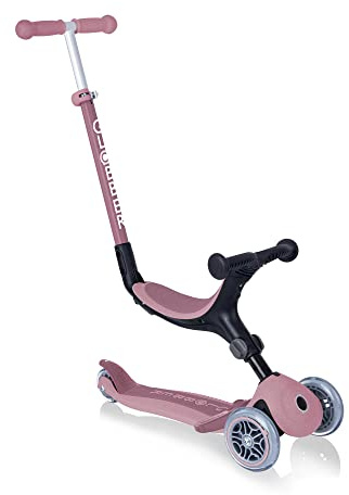 Globber Go Up Faltbarer Plus ECOlogic Tretroller mit 3 Rädern, zusammenklappbar – 15 Monate bis 7 Jahre, Kinder-Scooter für Jungen und Mädchen mit abnehmbarem Sitz – 2 Jahre Garantie (Beeren)