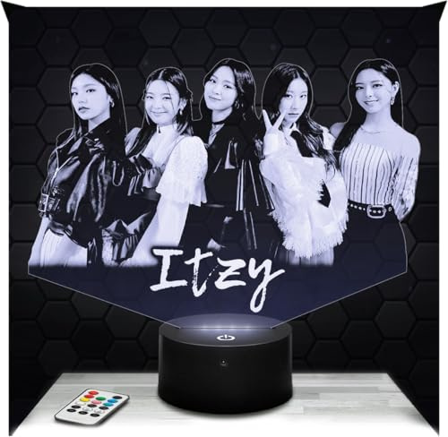 Lampephoto.fr - Lampe Itz 3D Touch Nachtlicht K-Pop, Koreanischer Pop | Made in France, Sockel wählbar, dimmbar, Batterie/USB, HD-Lasergravur, Geschenk für Mädchen und K-Pop-Fans