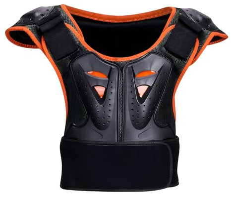 Motorrad-Radsport-Schutzweste, Motocross-Schutzjacke mit Rückenprotektor, Schutzausrüstung, Bergreiten, Skaten, Brustpanzer for Männer und Frauen, Kinder, Jungen und Mädchen (Color : Orange, Size :