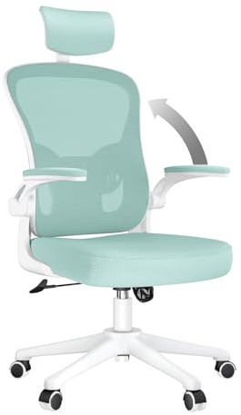 rattantree Ergonomischer Bürostuhl, Schreibtischstuhl mit Verstellbarer Kopfstütze, Armlehnen und Lendenwirbelstütze, Höhenverstellung, Drehstuhl für Büro, Grün