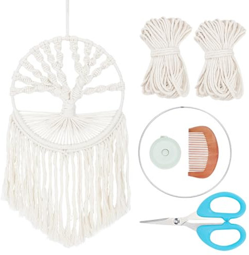 FREEBLOSS DIY Makramee Baum des Lebens Wandbehang Kit Makramee Wandteppich Wandbehang Baum des Lebens Wandbehang Dekor Für Wohnzimmer Makramee Kit Für Anfänger Mit Anleitung