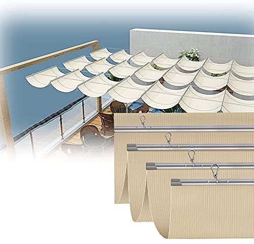 Tenda da Sole Avvolgibile Copertura ombreggiante per pergola a vela ombreggiante, vela ombreggiante ondulata con filo scorrevole La vela ombreggiante retrattile a forma di U è facile da installare, p