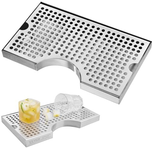 VEVOR Vassoio raccogligocce per spillatore di birra, vassoio raccogligocce per fusti in acciaio inossidabile 304 con 4 cuscinetti in gomma antiscivolo e coperchio rimovibile