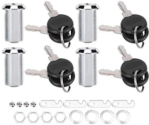 4-teiliges Nockenschloss, Möbelschloss, gleichschließend, Zylinderschloss, Schrankschubladenschloss mit Schlüssel, Schrankschlösser mit Schlüssel, Briefkastenschloss (103-30 hook lock)