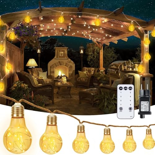 StarryEver Vintage 15M Warmweiß Lichterkette Aussen Strom, Bruchsicher A60 20 LED Lichterketten Glühbirnen Beleuchtung Lichterketten für Outdoor Garten Balkon Patio Hochzeit Zimmer Zelt Café Deko