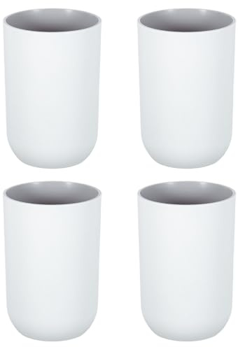 sourcing map 4Pcs Plastic Drinking Cups, Double Color Unbreakable Reusable Bathroom Cup Mouthwash Cup Toothbrush Tumbler Holder, Grey