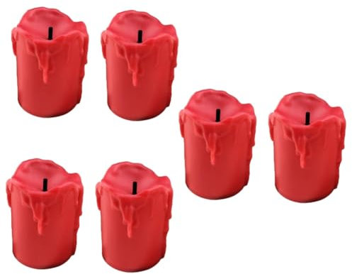 WOONEKY 6 Stk Kerzenlampen weihnachtsdeko dekoration weihnachten red lights dekoration party decorative lights LED ferngesteuerte Teelichter blinkende Kerzenlichter Partydekorationen rot