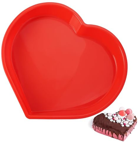 Jinsion Heart Cake Tin, Silicone Heart Shaped Tin 8 inch, 21cm Hearts Cake Mould for Baking, BPA Free Non-Stick Cake Baking Pan, Nonstick Silicone Cake Mould for Cakes, Bread, Pudding