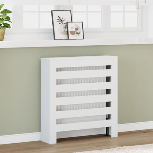IKAYAA Cubre Radiadores Blanco Cubierta de Radiador Madera con Estante Superior para Salón Dormitorio Oficina 78x20x82 cm