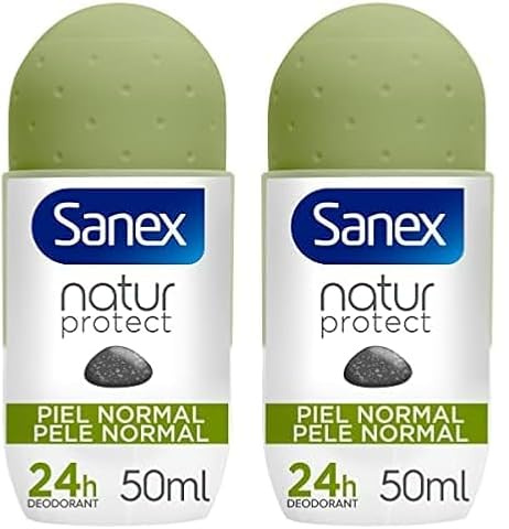 Sanex Natur Protect Déodorant pour homme ou femme, déodorant Roll-On, peau normale, 50 ml (Lot de 2)