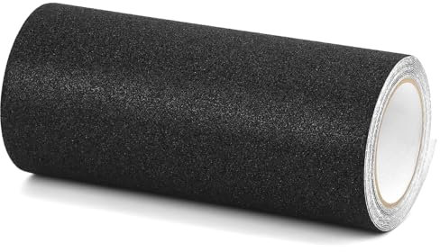 QWORK® 250mm x 5m Schwarz Antirutsch Griptape Klebeband, rutschfest Streifen mit Selbstklebend, rutschfest Klebeband für Drinnen und Draußen