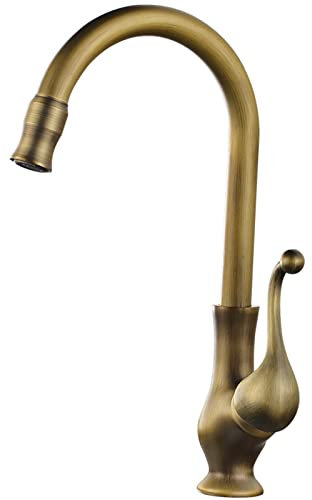 Rubinetto da cucina vintage in ottone con miscelatore girevole a 360° per uso esterno