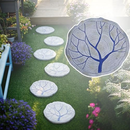 Trittsteine ​​für den Außenbereich, Trittsteine ​​für den Garten, Pflastersteine, Garten-Trittsteine ​​für den Außenbereich, runde Trittsteine, dekorative Gartensteine, Garten-Trittsteine ​​mit Holzma