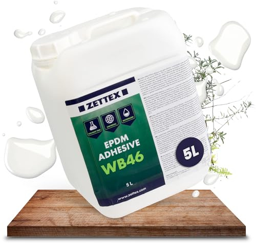 Zettex WB46 EPDM Kleber - 5 Liter für bis zu 30m² - Lösungsmittelfrei | wasserbasierter EPDM Flächenkleber ideal für Holz & Beton Untergründe - EPDM Folienkleber