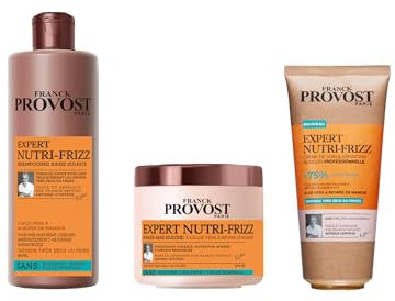 Franck Provost Expert Nutri-Frizz Coffret Shampooing, Masque et Crème de Soin et Définition Boucles Professionnelles Sans Silicone Sans Huile Minérale 400ml, 400ml, 200ml