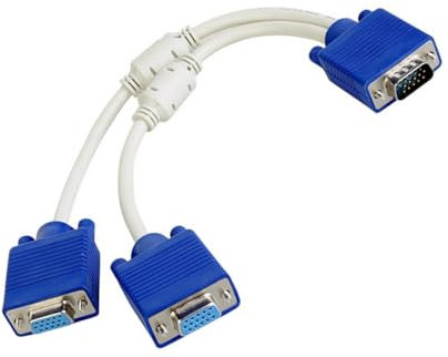 PLCPDM Resolución 1080p VGA 1 Cable Adaptador Cable Video Macho A 2 para Salida Monitores Dobles Y Cableado Fácilmente