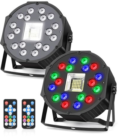MOSFiATA Focos LED RGB con Luz Estroboscópica Luces DMX para Fiesta Discoteca Celebraciones Escenarios, 2 Pcs