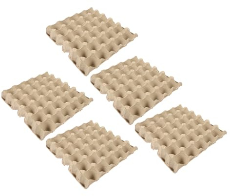 GRIRIW Uova Cartone Beige in Pasta di Carta, 5 Pezzi, Impilabile, Organizza Frigorifero, per Conservare e Ordinare le Uova in Cucina