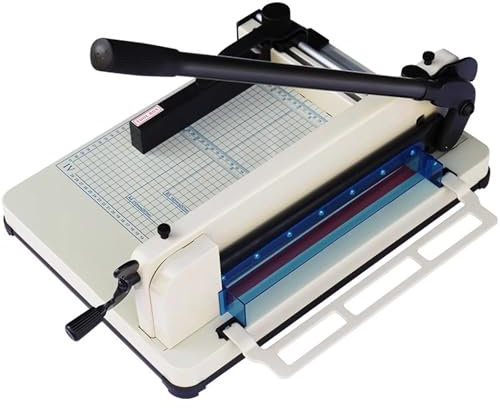 XUHONGYA Stapeltrenner Guillotine-Schneidemaschine A4 304,8 mm - 400 Blatt, Stahlbasis, mit 1 Ersatzmesser - Hochleistungs-Karton-Schneider for Papier, Leder, Pappe, Vliesstoffe und Folien(White)
