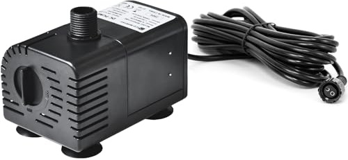 ECO-WORTHY 449 GPH Solar Powered Water Fountain Pump Upgraded Dry-run Protection Brushless Submersible Pump 12V-24V DC with 16.4ft(5M) Power Cord, 10.17 ft High Lift, 2Nozzles for Pond, Hydroponics