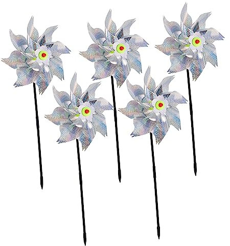 Toyvian Moulin à Vent Réfléchissant Anti-Oiseaux pour Jardin Extérieur Lot De 5 Décoratifs Octogonaux Protection Oiseaux Décoration Élégante pour Balcon Et Cour
