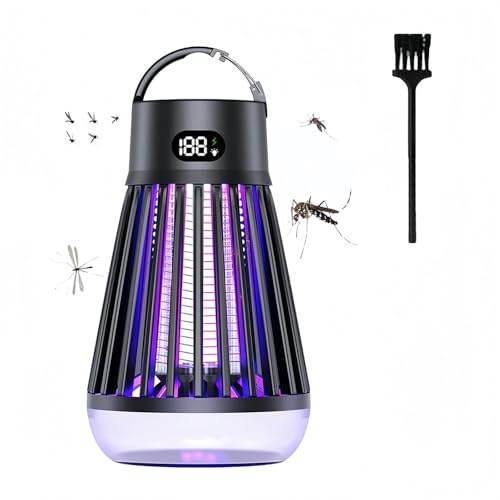 Zapper Anti-moustiques pour La Maison,Puissant Anti-Insectes Rechargeable sans Fil Haute Tension 2000 V avec Crochet de Suspension - Piège à Insectes intérieur et extérieur(Blanc)