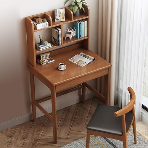 ksxnkhk Bureau d'ordinateur Moderne en Bois Massif avec clapier, Bureau Compact avec tiroirs, Poste de Travail Compact pour la Maison (60 x 45 x 135 cm, Noyer)