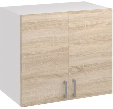roe furniture Küchenhängeschrank 80 cm – Küchenoberschrank mit 2 Türen & 2 Regalfächern – Wandschrank für Küche, 80×60×31,6 cm – Hängeschrank aus Holzwerkstoff, Wandmontage