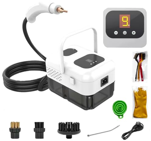 Pulitore a vapore portatile, 2500 W, pulitore a vapore per tutto, pulitore a vapore ad alta temperatura, serbatoio dell'acqua da 1,2 l, con testine a spazzola, pulitore a vapore per pavimento/cucina