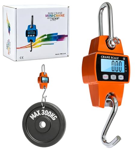 Digitale Hängewaage 300 kg, Tragbare Aluminium-Kranwaage mit LCD-Display & Präzisen Sensoren, Elektronische Hängewaage mit Haken für Landwirtschaft, Industrie & Angeln