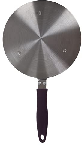Plaque d'adaptation à induction Diffuseur de chaleur en acier inoxydable avec poignée violette Accessoires de cuisine de qualité supérieure pour pot en fer Pot en céramique (22#)