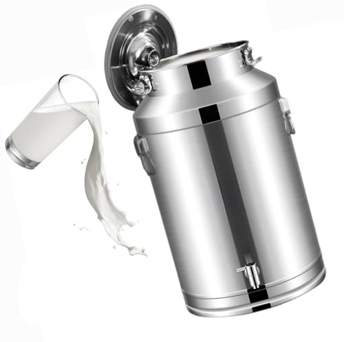Pot a Lait Inox 5 Litres 304, Seau Alimentaire for À Vin Baril Seau Eau Huile Réservoir Thé Avec Couvercle Scellé,Capacity1-68L