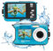 GoXtreme Reef Unterwasserkamera mit Zwei Displays, wasserfest bis 3 m, bis zu 24 MP Auflösung, 4X Digital-Zoom, 8 MP Sensor, Blau