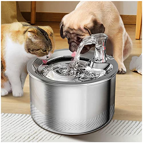 VVLXRIC Kittyspout, Water Fountain Cat, 2L Super Sound-Off,304 Stainless Steel,Easy To Use Animal Water Dispenser, with 1 Silicone Mat,1 Smart Sensor