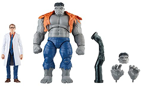 Hasbro Marvel Legends Series, Hulk Gris y el Dr. Bruce Banner, 60.º Aniversario de Vengadores, Figuras coleccionables de 15 cm
