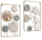 WPAJIRZO Set di 2 decorazioni da parete in metallo, con foglie dorate, decorazione da parete in metallo, decorazione da parete scandinava per soggiorno, camera da letto, ufficio, corridoio