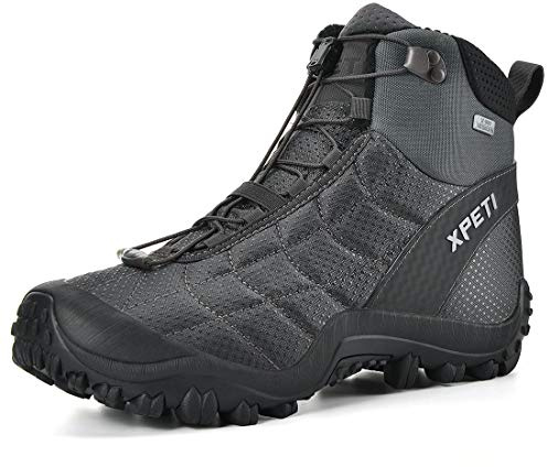 XPETI Men’s Crest Thermo Waterproof Hiking Boots Insulated Hiking Shoes Grey/Black 12.5