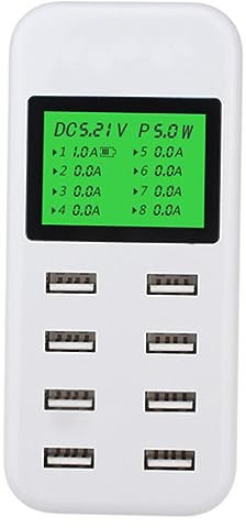 Veemoon 8a USB-ladegerät Mit LCD-Display Multi-USB-ladestation Für Schreibtisch Und Unterwegs Kompatibel Mit Mobiltelefonen Und Tablets Automatische Stromerkennung Für Kameras Headsets