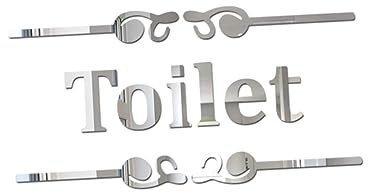 ORFOFE Adesivo Da Parete Specchio in Acrilico e Scritta Toilette Inglese Decorazione Per Bagno Domestico Compatibile Piastrelle e Vetro Argento