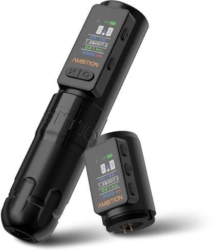 Ambition Soldier Max Machine à Tatouer Rotative Sans Fil - Machine Tatouage 4.0mm Course, Mode Fréquence, Système Stabilisation, Double Batterie 2400mAh pour Artistes Professionnels