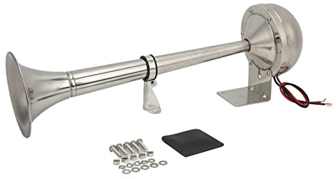 Single Trumpet Horn Marine Air Horn 328DB 30W 12V Air Horn Kit Boat Horn Truck Horn Stainless Steel Single Air Horn Universal for Boats RVs Yachts Trucks, OEM: VXH1112MAR-C