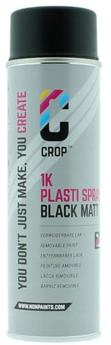 CROP Plastic Dip Schwarz Matt - Spray 500 ml – Abziehbares Kunststoffspray – Tiefschwarz RAL 9005 – Für Felgen Spoiler Spiegelkappen – Kunststoff Metall