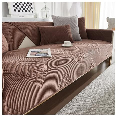 Tauzveok Sofa Überzug 3 Sitzer, rutschfest Sofahusse, Couchbezug L Form/U Form, Chenille Sofa Cover, Sofaschutz Katze Hund, Sofaüberzug Ecksofa, Couchschoner Für Sitzfläche,Braun,70 * 120cm