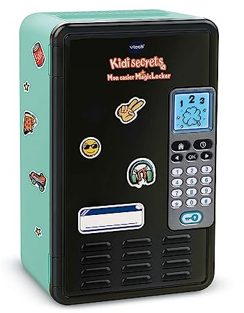 VTech - KidiSecrets, Mein MagicLocker-Schrank, schwarz und grün, geheimer Safe mit Code, Lautsprecher, Spiele, Wecker, Schatzkiste zum Personalisieren, Geschenk für Kinder von 6 Jahren bis 12 Jahren –