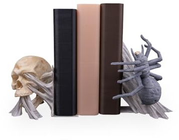 Thread of Horror Buchstütze – 3D-gedruckter Buchständer im düsteren Design | Bücherhalter für Horror, Mystery & Thriller | Regal-Deko aus PLA Kunststoff | Geschenkidee für Gruselfans (bemalt)