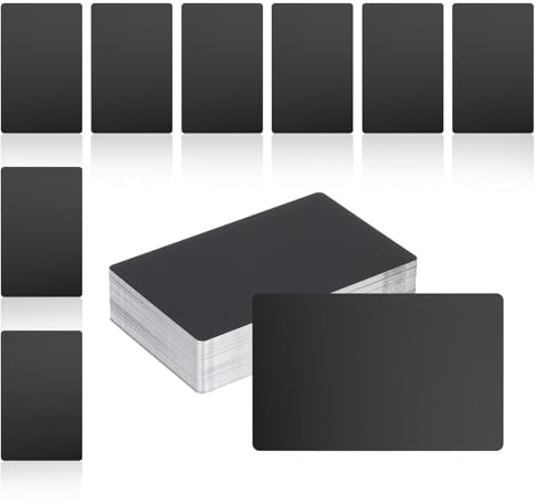 QUARKZMAN 100 Stück Metall Visitenkarten-Rohlinge Schwarz Mattes Aluminium | 1/64 dick 3,4x2, Einzigartige Karten, Lasergravur Material, für DIY Namenskarten Kreditkarten Gepäckanhänger